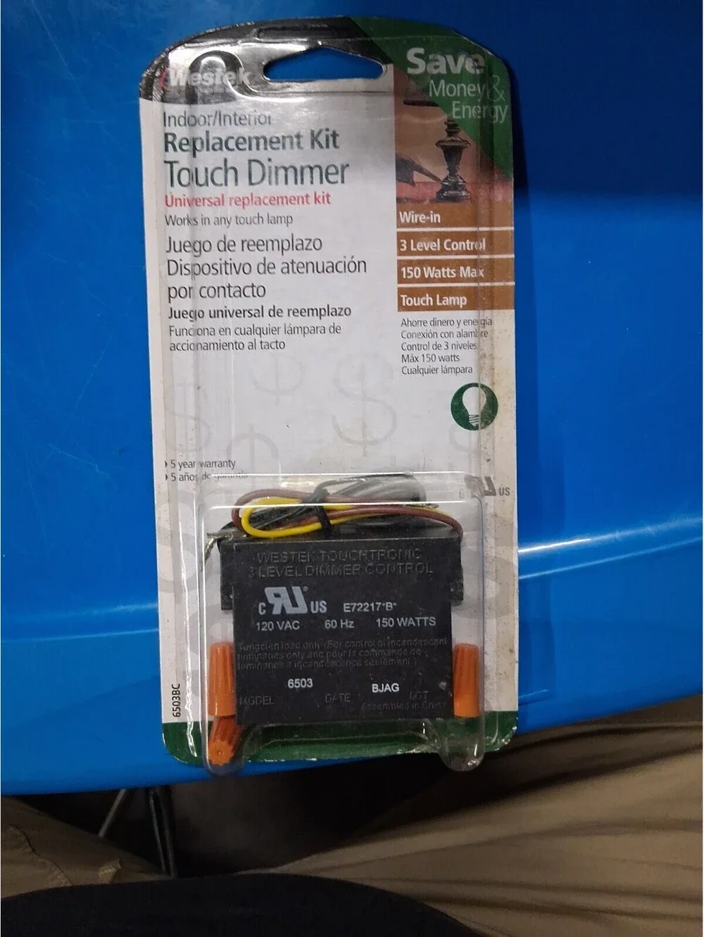 Westek 6503BC Universal Replacement 3 Level Touch Dimmer Kit, 120VAC 60Hz 150W